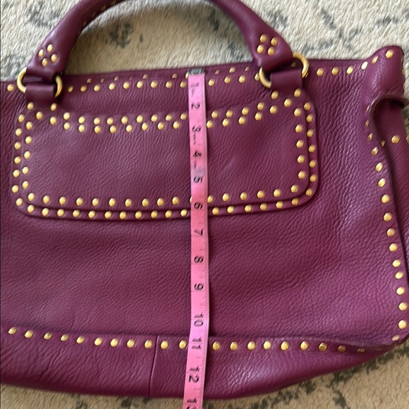 Wilson’s Leather Studded dark Pink Leather Tote Bag - Picture 3 of 9